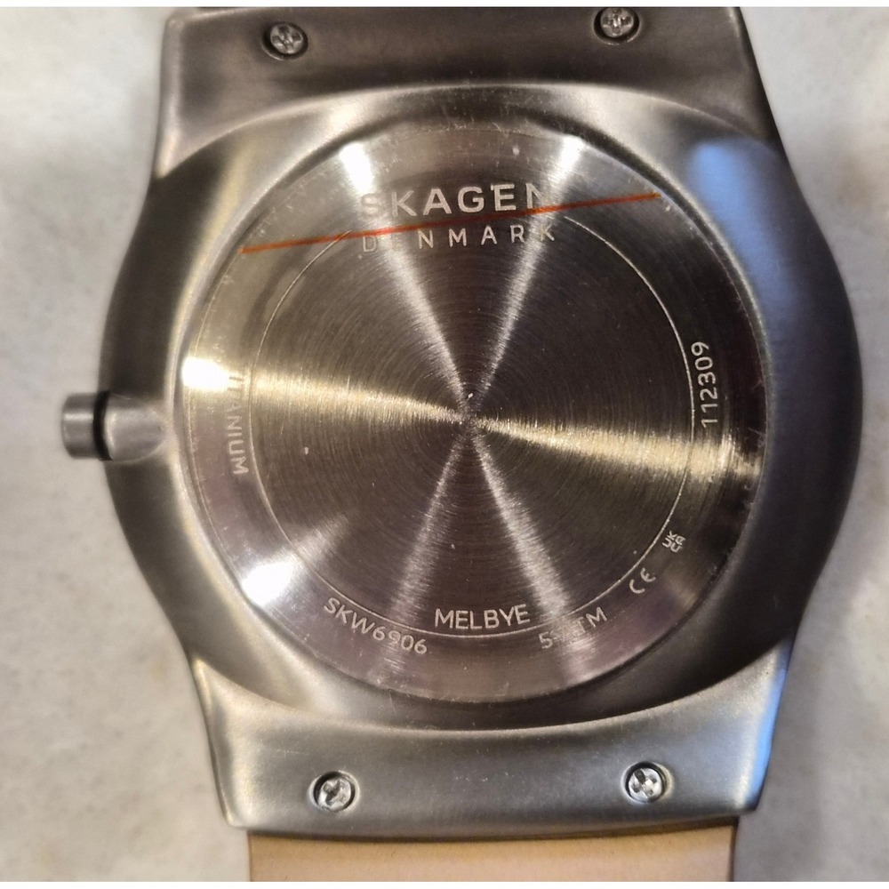 Skagen Melbye Mens Titanium Watch Blue Dial Brown Leather Strap SKW6906‎ New - Picture 5 of 9